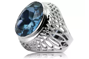Silver 925 Aquamarine ring vrc089s Vintage