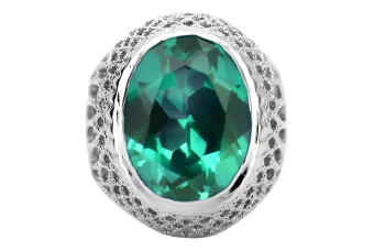 Strieborný Russian 925 Ring s Emerald VRC089s Vintage