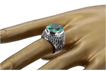 Strieborný Russian 925 Ring s Emerald VRC089s Vintage