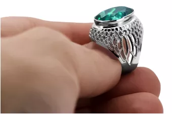 Strieborný Russian 925 Ring s Emerald VRC089s Vintage