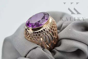 Russian Soviet rose 14k 585 gold Alexandrite Ruby Emerald Sapphire Zircon ring  vrc189