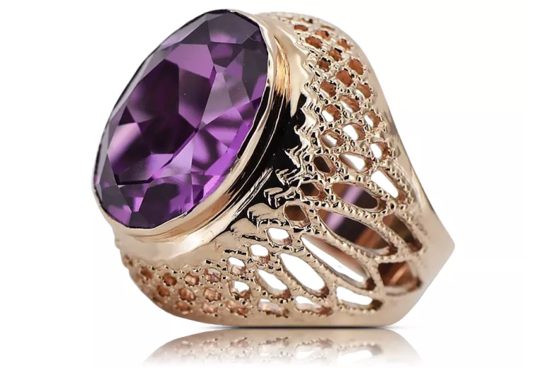 Bague russe soviétique rose 14 carats 585 or Alexandrite rubis émeraude saphir Zircon vrc189