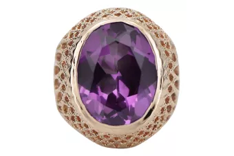 Ruso rosa soviética 14k 585 oro Alexandrite Ruby Esmeralda anillo Zircon vrc189