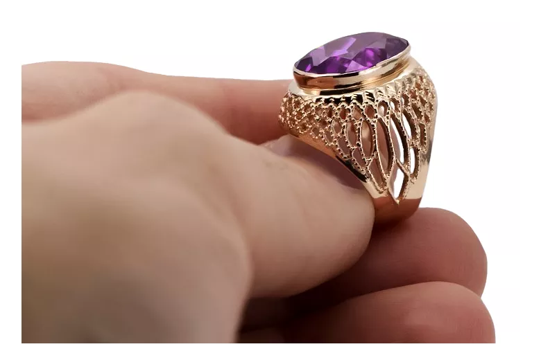 Bague russe soviétique rose 14 carats 585 or Alexandrite rubis émeraude saphir Zircon vrc189