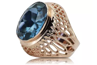 Rose 14k pink Gold 585 aquamarine ring vrc089 Vintage