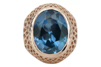 Zlatý prsten červené růžové 14k zlato 585 s Aquamarine Vrc089 vinobraní