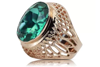 Rose 14k oro rosa 585 anillo esmeralda vrc089 Vintage
