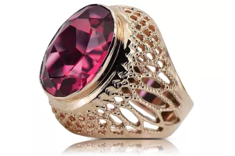 Rose 14k pink gold 585 ruby ring vrc089 Vintage