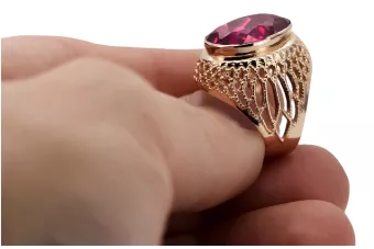 Ruso rosa soviética 14k 585 oro Alexandrite Ruby Esmeralda anillo Zircon vrc189