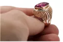 Złoty pierścionek z czerwonego różowego 14k złota 585 z Rubinem vrc089 Vintage