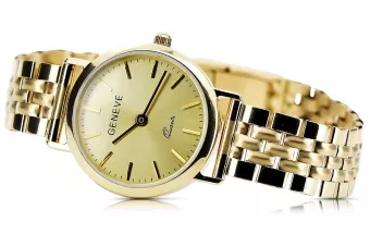 Amarillo 14k 585 oro Dama reloj de pulsera Geneve lw118y