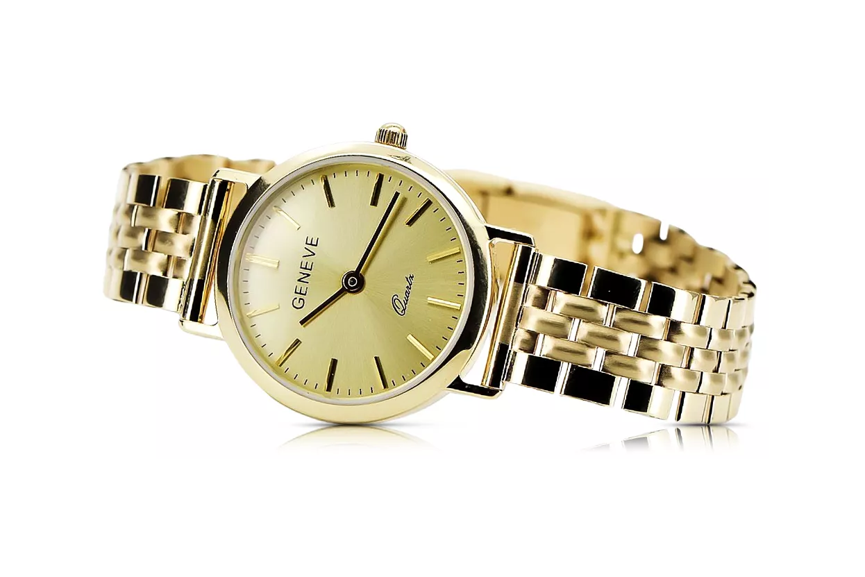 Gold men's watch Geneve ★ zlotychlopak.pl ★ Gold purity 585 333 Low Price!