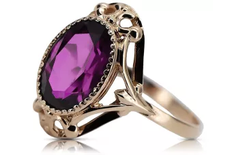 Кольцо Винтаж стиль Аметист Оригинальное винтажное розовое золото 14 карат vrc128r