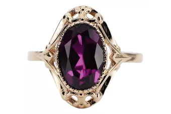 Аметист Оригінальне вінтажне рожеве золото 14 карат Каблучка Вінтаж стиль vrc128r