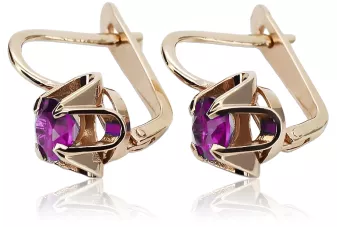 Vintage silver rose gold plated 925 Amethyst earrings vec018rp Russian Soviet style