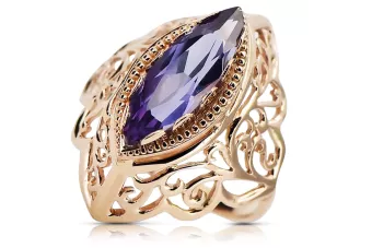 Anillo Vintage Alejandrita Marquesa Oro Rosa 14k