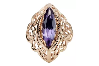 Anillo Vintage Alejandrita Marquesa Oro Rosa 14k