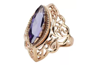 Anillo Vintage Alejandrita Marquesa Oro Rosa 14k