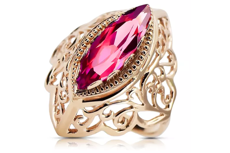Vintage rose pink 14k gold 585 Ruby ring vrc015r