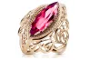 Rose pink 14k red gold 585 Ruby ring vrc017r Vintage Russian Soviet style