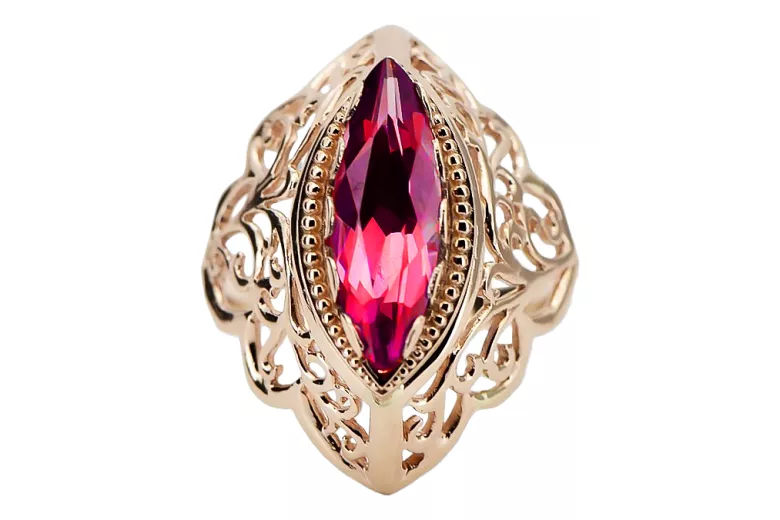 Vintage rose pink 14k gold 585 Ruby ring vrc015r