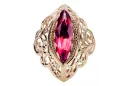 Vintage Anneau Rubis Or rose 14 carats vintage d'origine vrc017r