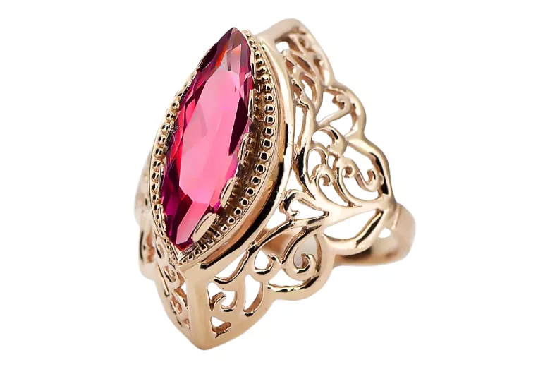 Vintage rose pink 14k gold 585 Ruby ring vrc015r