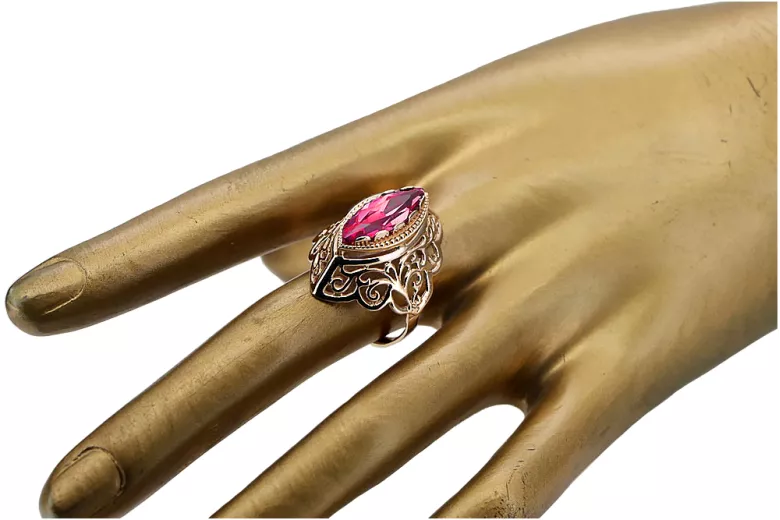 Vintage rose pink 14k gold 585 Ruby ring vrc015r
