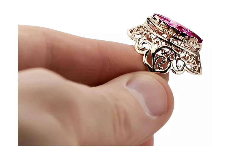 Vintage rose pink 14k gold 585 Ruby ring vrc015r