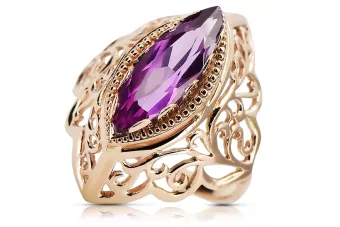 Or rose 14 carats vintage d'origine Améthyste Anneau Artisanat vintage vrc017r