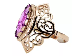 Ametist Original vintage din aur roz de 14k Inel Vintage Craft  vrc017r