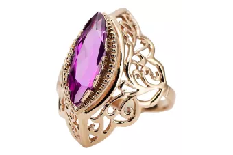 Artesanía vintage Anillo Amatista Oro rosa antiguo original de 14k vrc017r