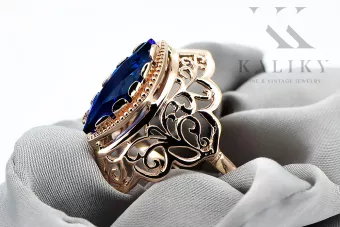 Vintage style Ring Sapphire Original Vintage 14K Rose Gold vrc017r