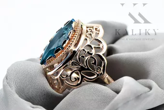 Original vintage din aur roz de 14k Acvamarin Inel Stil Vintage vrc017r