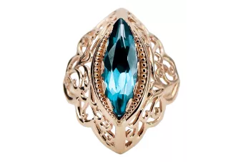 Ring Aquamarin Originales Vintage-Roségold aus 14 Karat Vintage Handwerk vrc017r