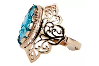 Ring Aquamarin Originales Vintage-Roségold aus 14 Karat Vintage Handwerk vrc017r