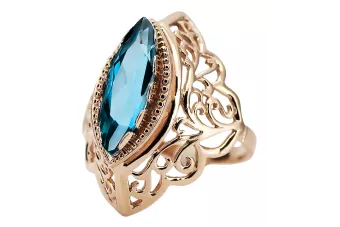 Ring Aquamarin Originales Vintage-Roségold aus 14 Karat Vintage Handwerk vrc017r
