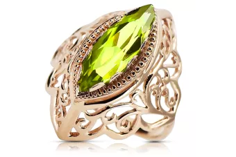 Anneau Artisanat vintage Péridot jaune Or rose 14 carats vintage d'origine vrc017r