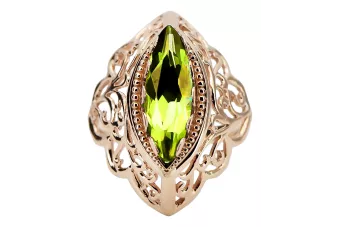 Ring Vintage craft Yellow Peridot Original Vintage 14K Rose Gold vrc017r