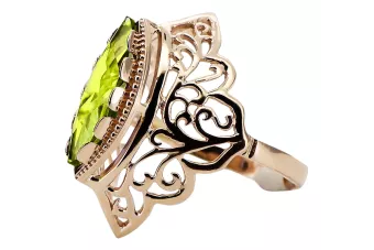 Peridoto amarillo Oro rosa antiguo original de 14k Anillo Joyería vintage vrc017r