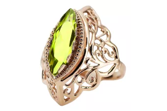 Ring Vintage craft Yellow Peridot Original Vintage 14K Rose Gold vrc017r