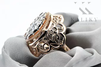 Ring Vintage Handwerk Zirkon Originales Vintage-Roségold aus 14 Karat vrc017r