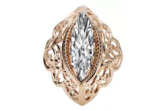 Ring Vintage Handwerk Zirkon Originales Vintage-Roségold aus 14 Karat vrc017r