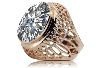 Rose 14k pink gold 585 zircon ring vrc089 Vintage