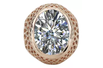 Zlatý prsten červená růžová 14k zlatá 585 s zirkonem Vrc089 vintage