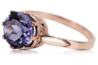 Vintage 14k Rose Gold Alexandrite Ring, 7.5mm Round
