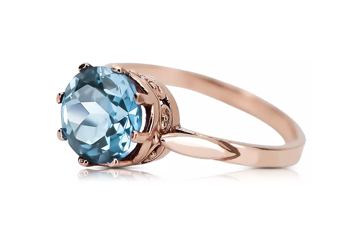 Originalus Vintage 14k rožinio aukso Aquamarine Vintage žiedą Juvelyrinė vrc366r