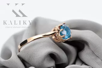 Originálny produkt Vintage 14k s ružovým zlatým Aquamarine Ring vintage šperky VRC366R