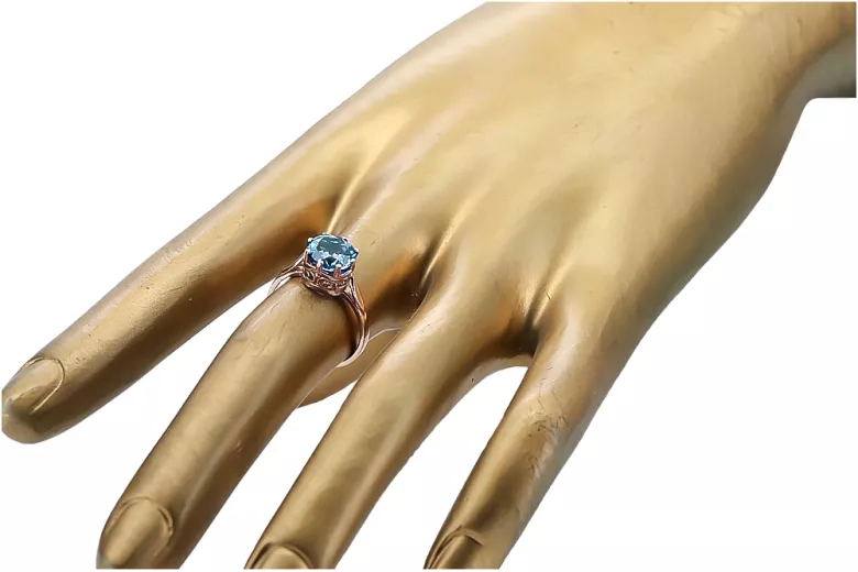 Ring Aquamarin Originales Vintage-Roségold aus 14 Karat Vintage Stil vrc366r