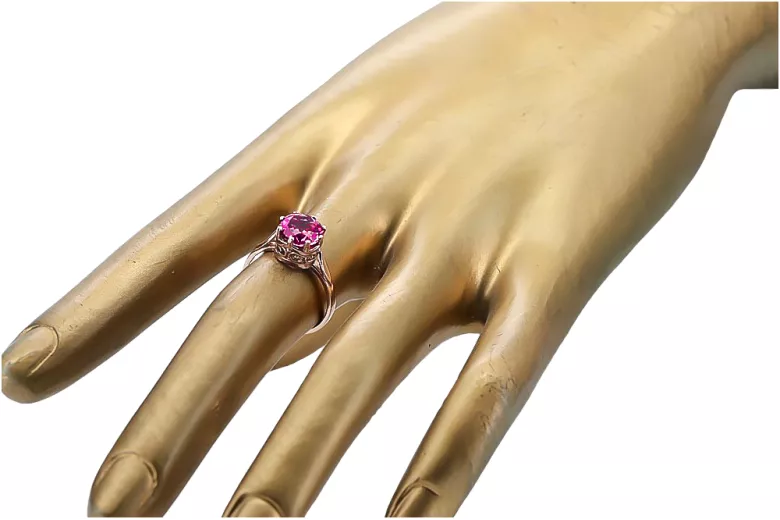 Anillo Joyería vintage Rubí Oro rosa antiguo original de 14k vrc366r